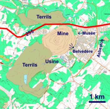 Carte des environs de la mine Jeffrey